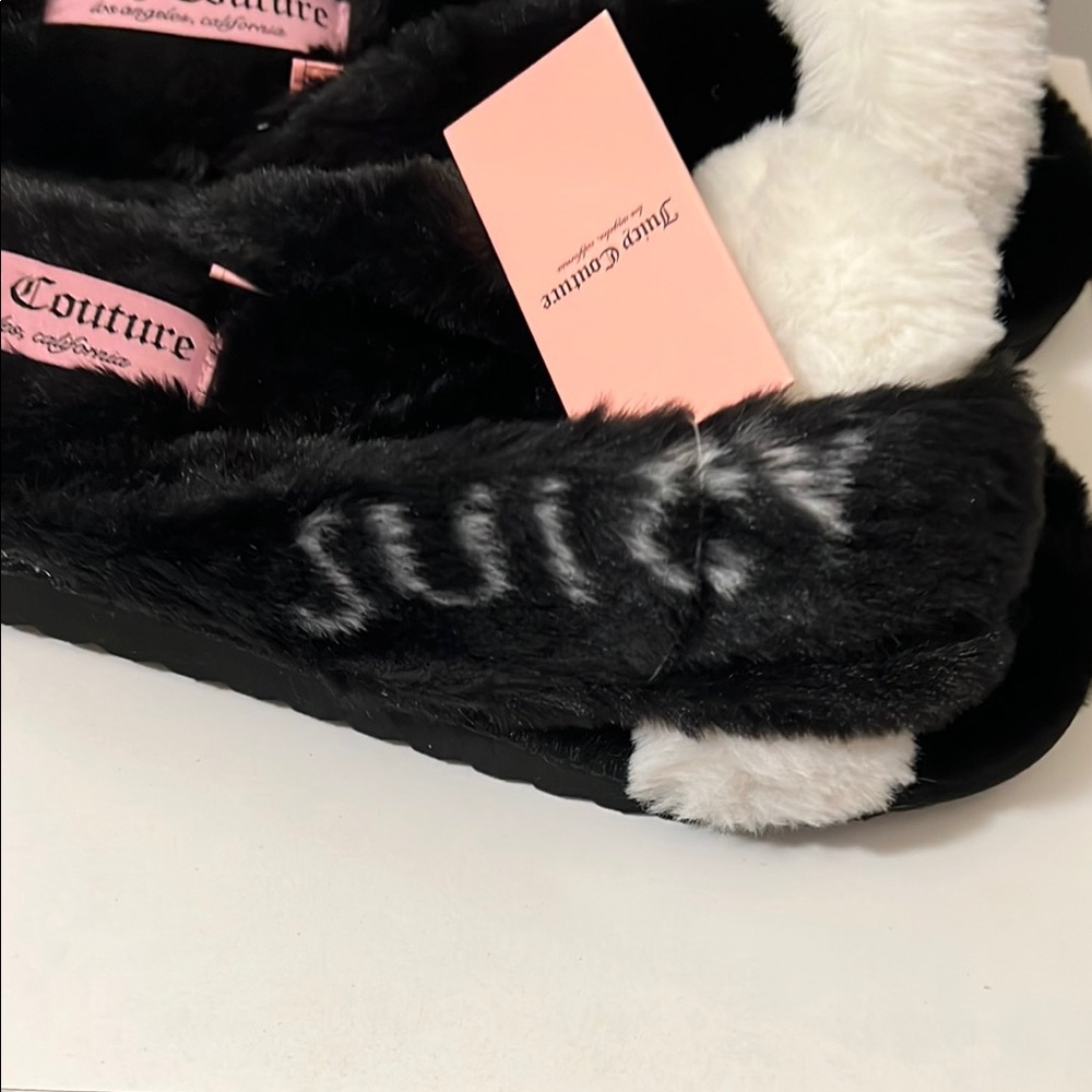NIB Juicy Couture Highnyss Black Faux Fur Slippers - Picture 8 of 11